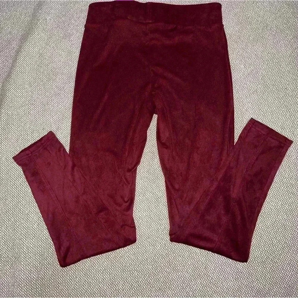 SEVEN7 MAROON HIGH WAISTED PPULL ON FAUX SUEDE PANTS SIZE MEDIUM - Picture 1 of 4